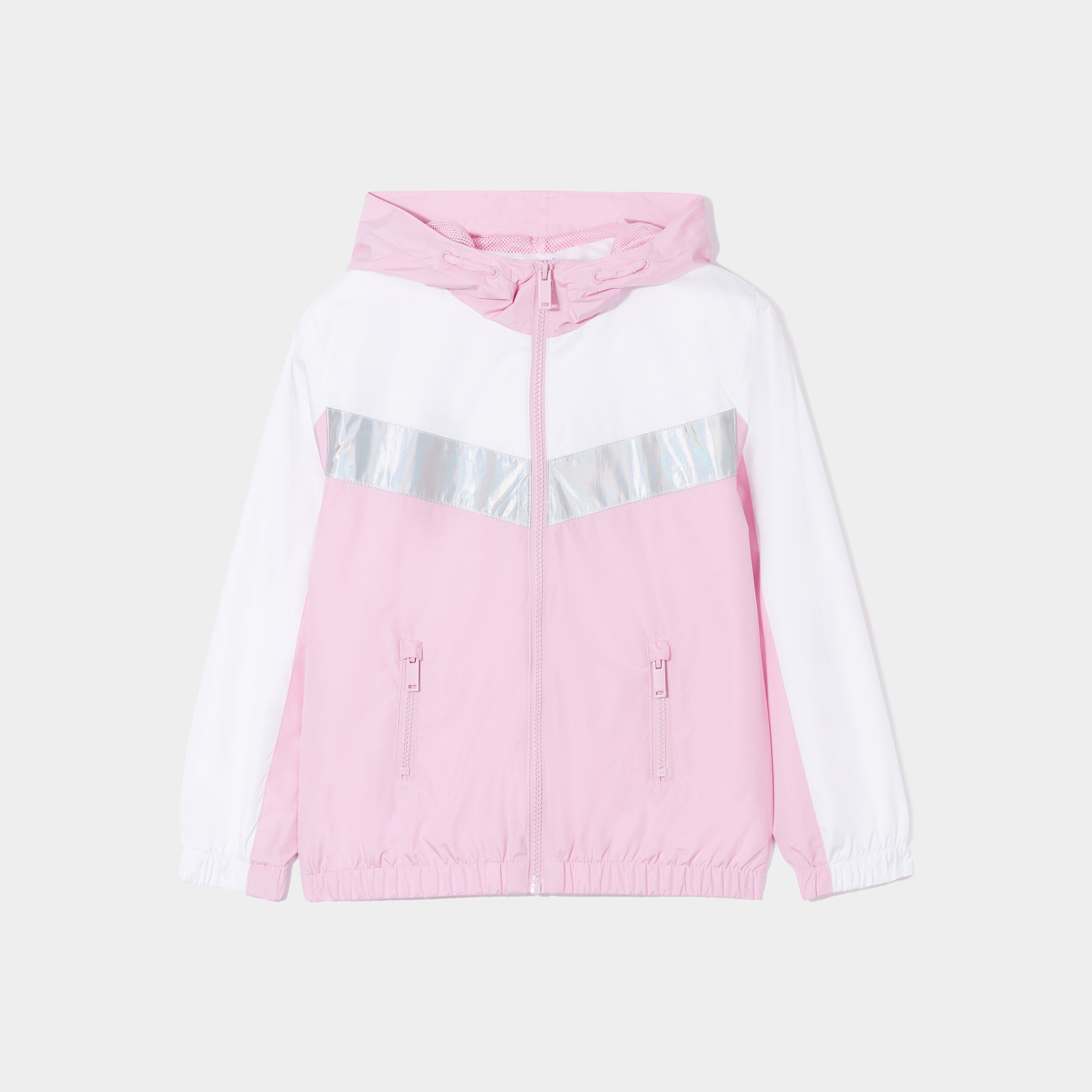Coupe-vent à capuche zippé rose pastel fille | La Halle