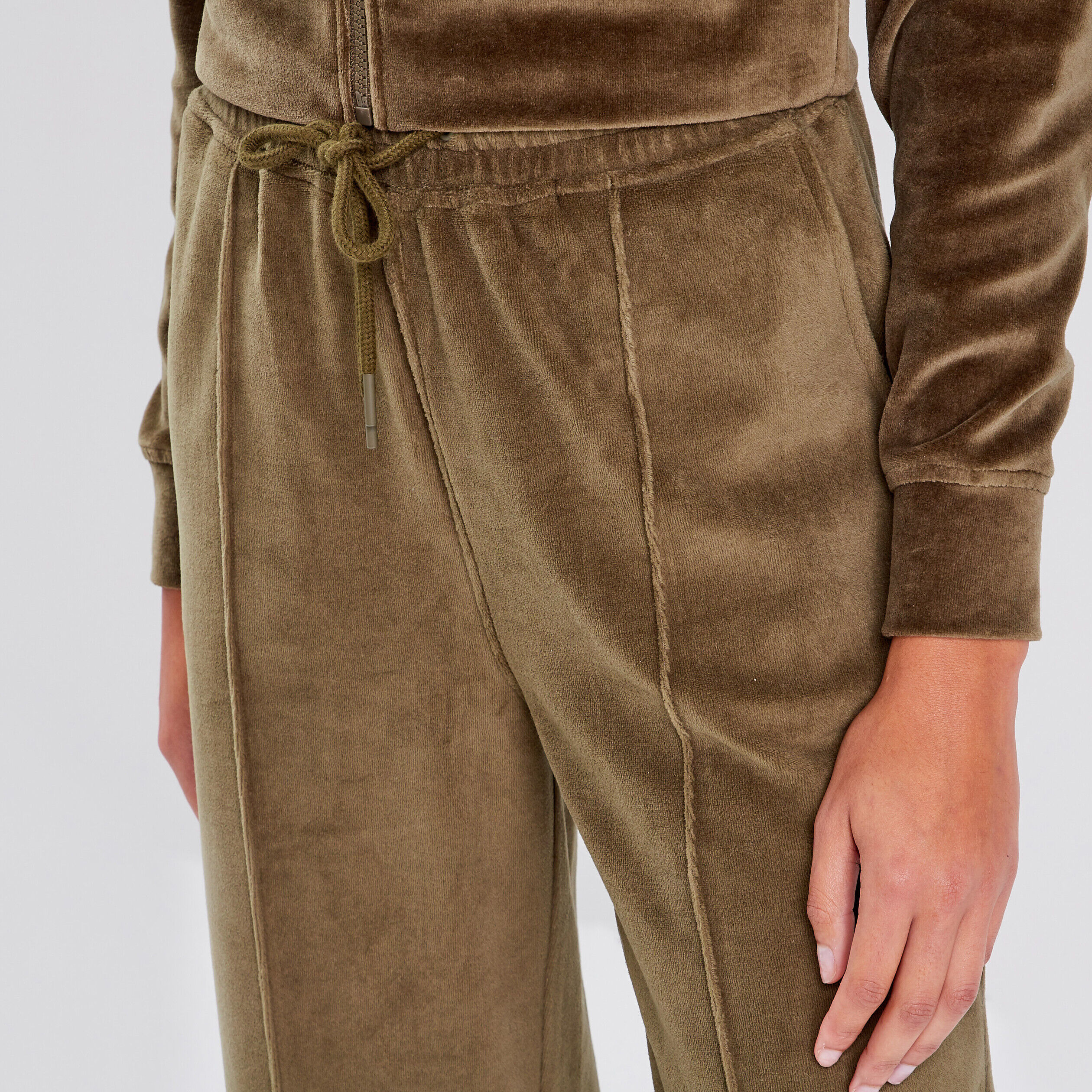 Pantalon jogging droit vert kaki femme | Cache Cache