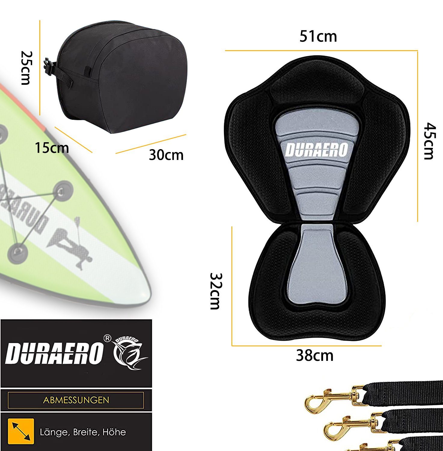 DURAERO SUP-Rückenlehne Kajak-Sitz für SUP Board Stand Up Paddle Surfboard Sitz