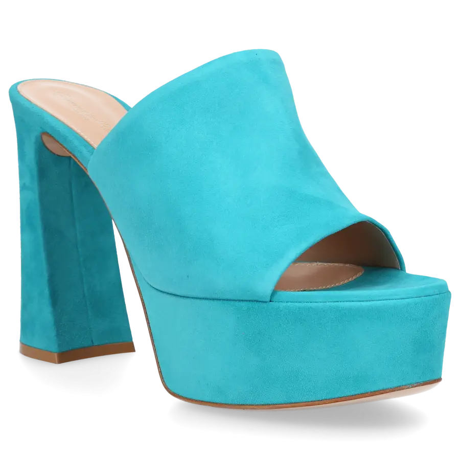 Gianvito Rossi - Pantoletten HOLLY MULE Veloursleder - türkis