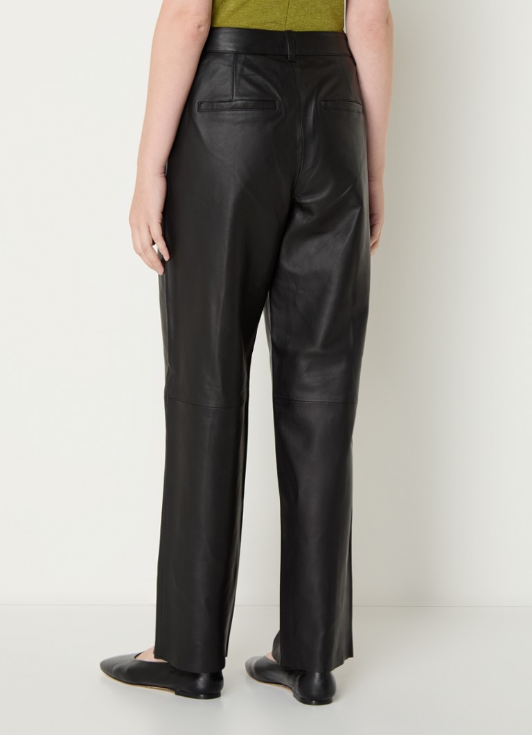 Selected Femme Annemai mid-waist loose-fit lambskin trousers