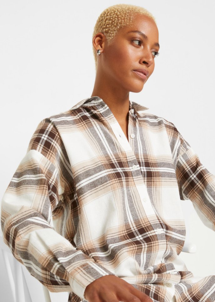 Long- Flanell- Hemdbluse, extra warm
