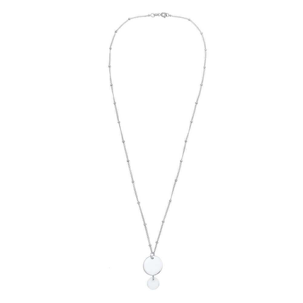 Elli Elli Collier Plaquettes Pendentif Chaîne à Boules Géo Look Trend Collier Femme -  Bijoux