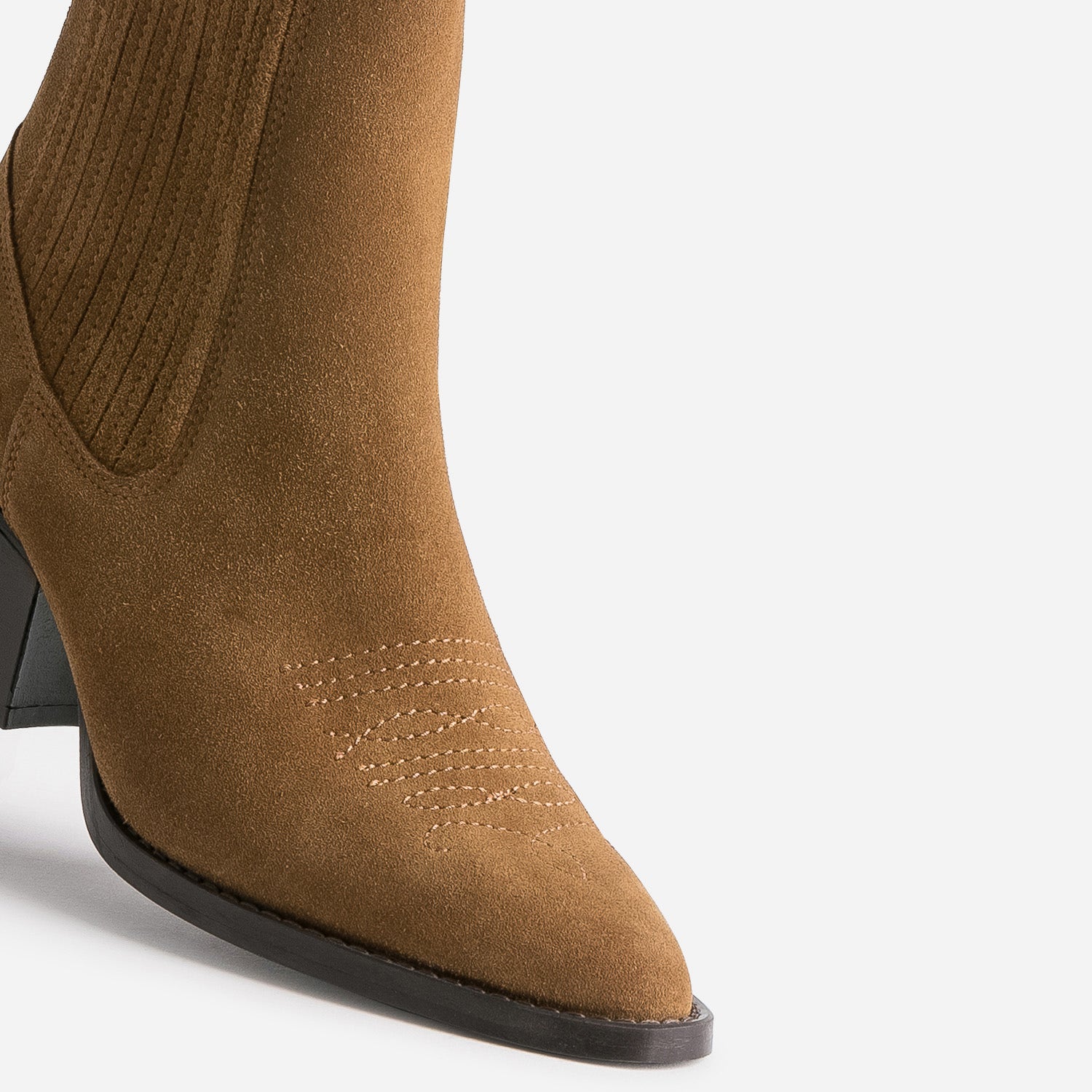 Chelsea boots santiags camel éco-conçu en cuir velours