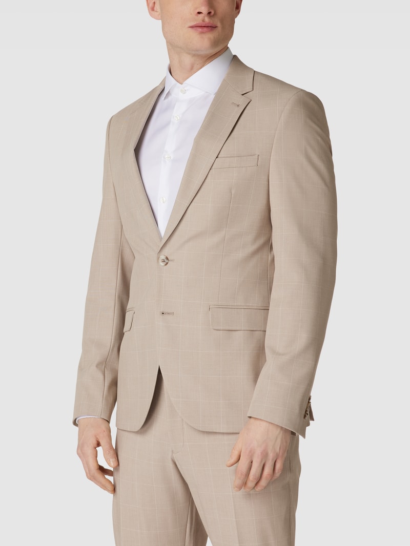 2-Knopf-Sakko mit Karomuster in beige
