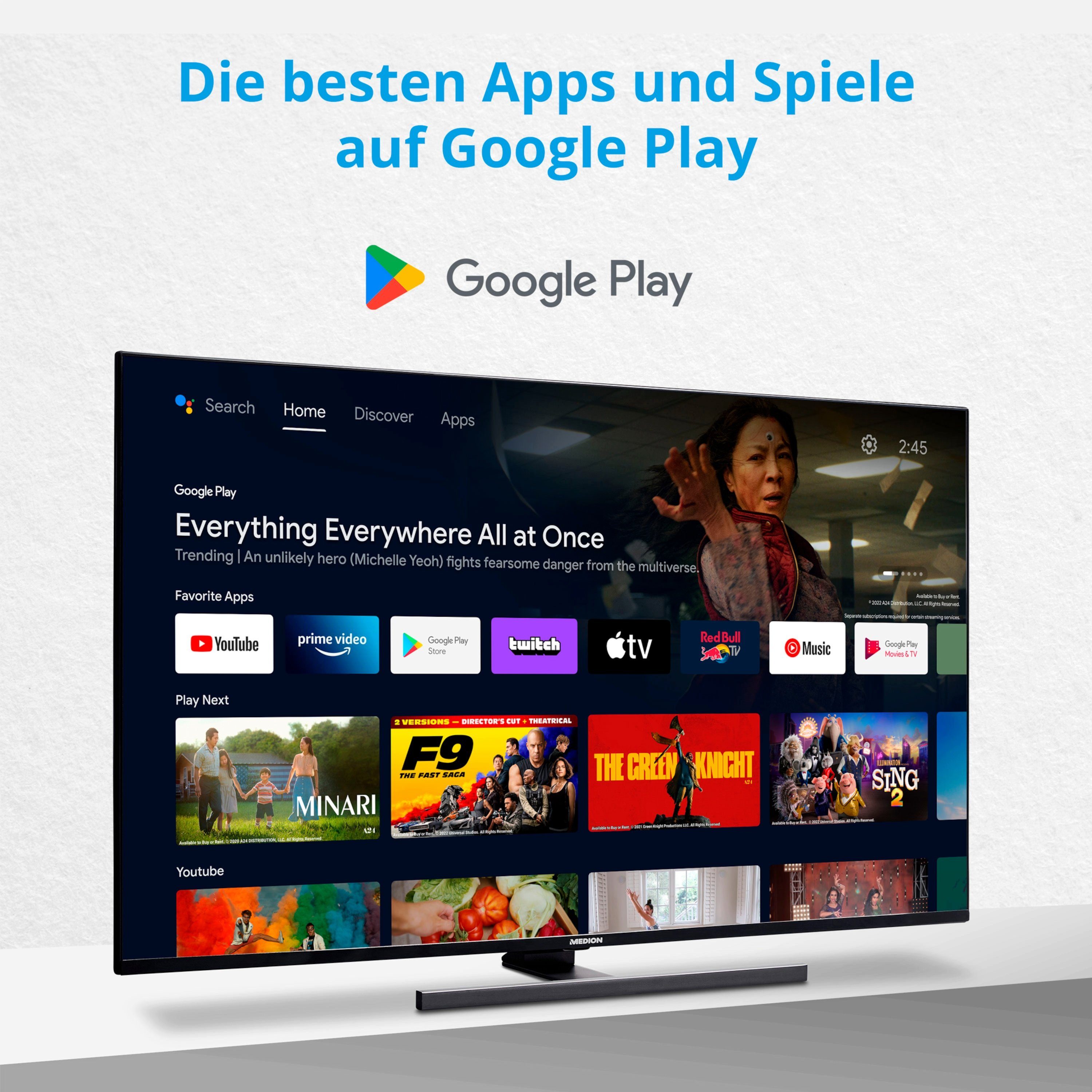Medion® MD30060 LCD-LED Fernseher (125.7 cm/49.5 Zoll, 4K Ultra HD, Android TV, 60Hz, MD30060)