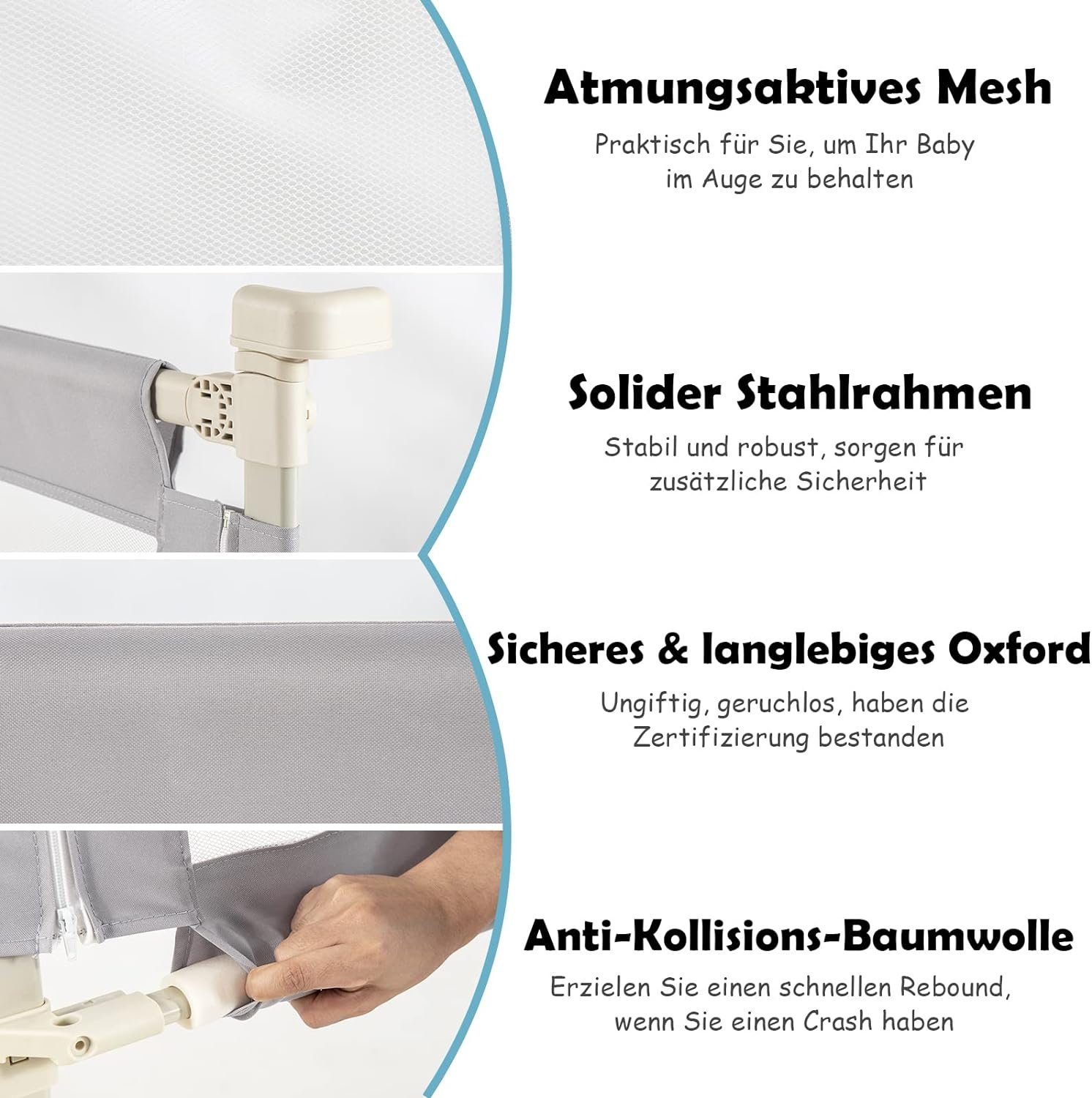 KOMFOTTEU Bettschutzgitter Babybettgitter, mit Doppelschlos(145cm, Bär)