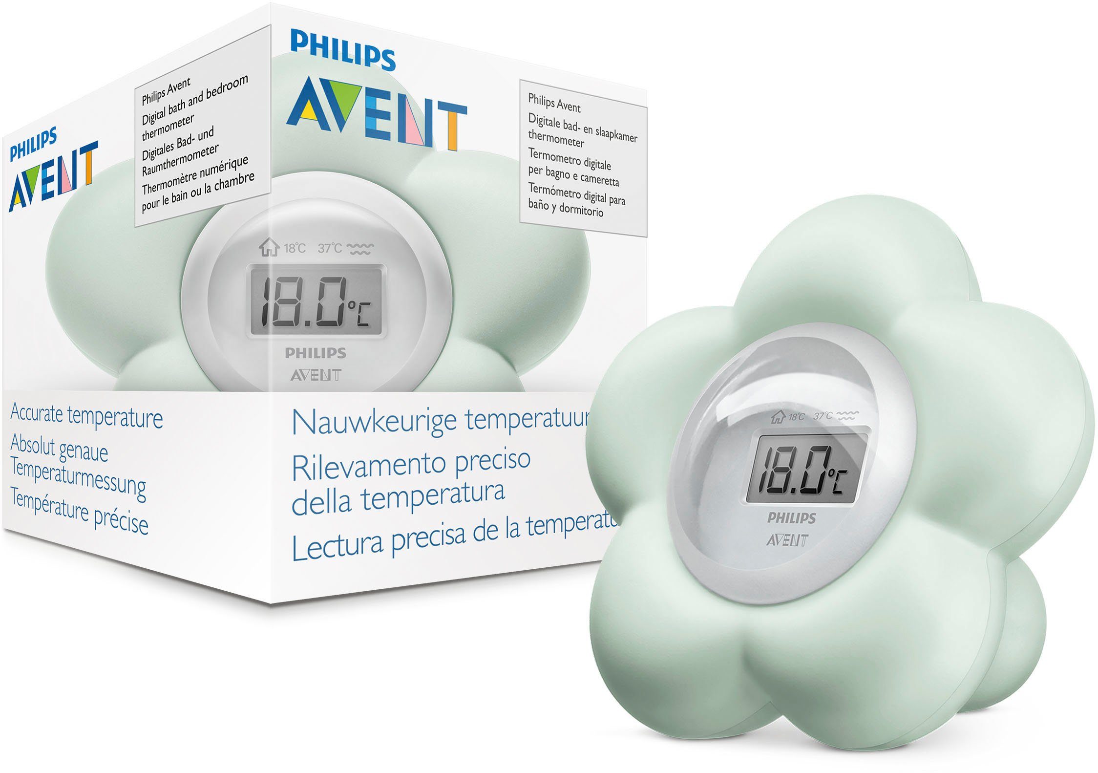Philips AVENT Badethermometer SCH480/00, 1-tlg., digitales Bad- und Raumthermometer