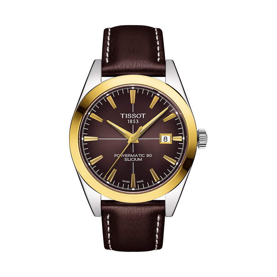 Tissot Herrenuhr Gentleman Powermatic 80 Silicium Solid 18K Goldlünette