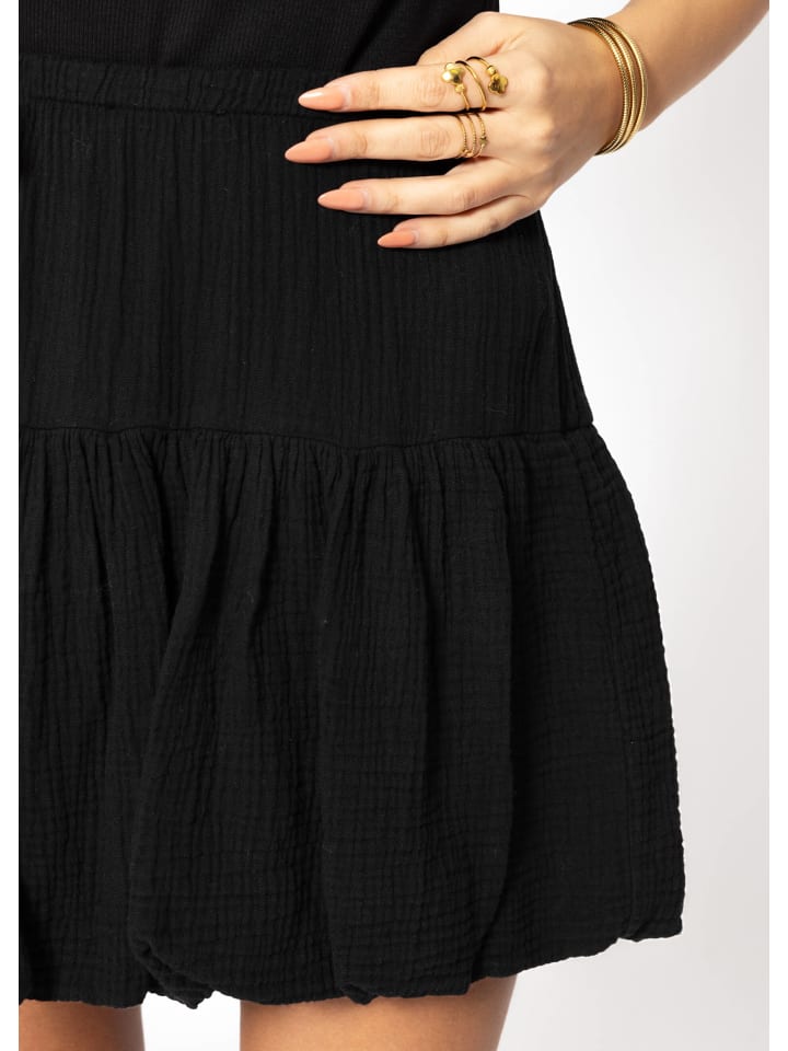 SASSYCLASSY Kurzer Musselin Ballonrock in Schwarz günstig kaufen