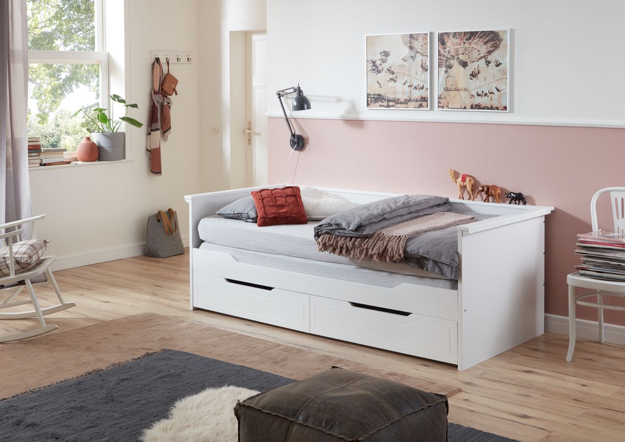 Relita Funktionsbett LINA 90x 200 auf 180 x 200 cm Liegefläche ausziehbar u. 2 Schubladen