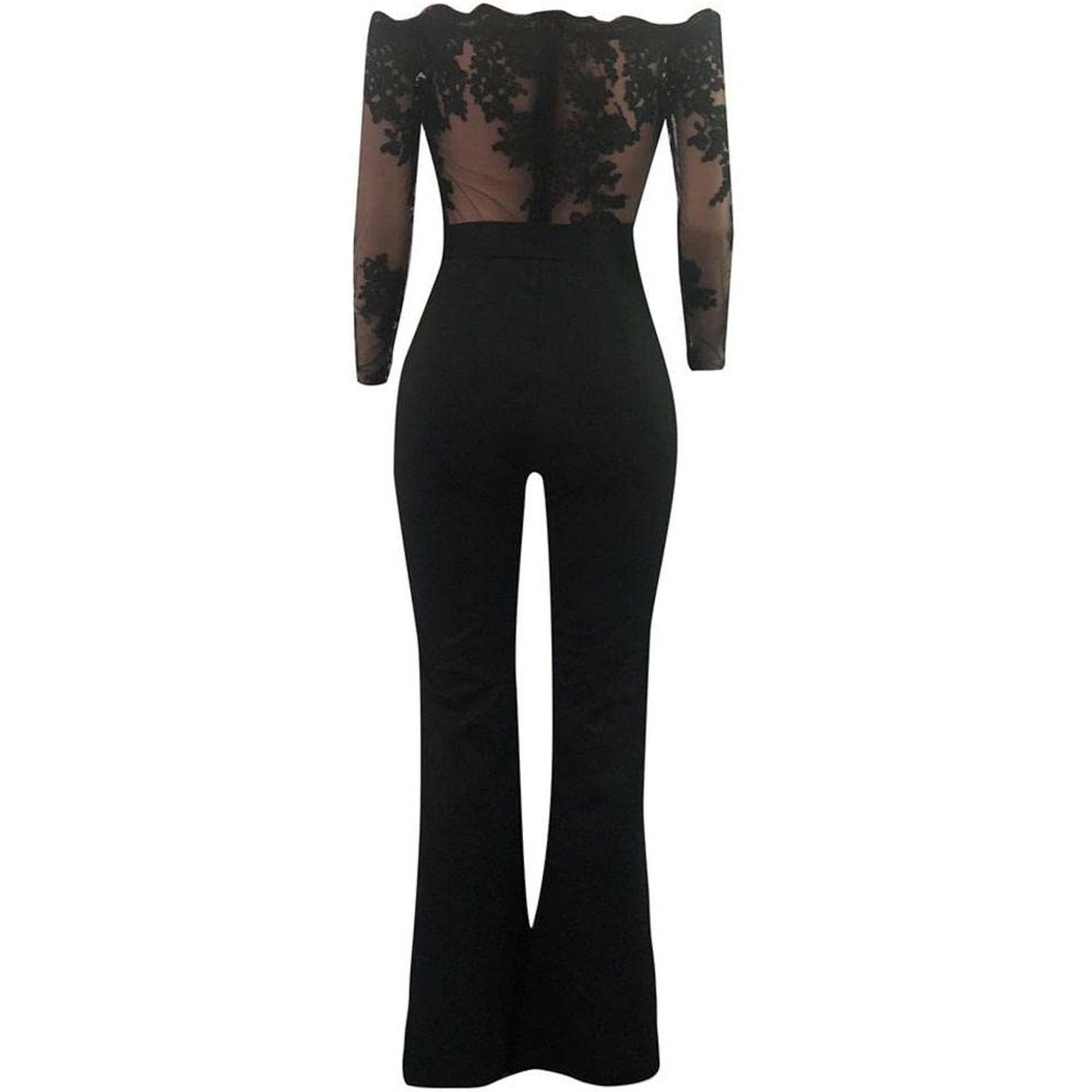 aikidio Overall Enganliegender Sport Jumpsuit für Damen Langarm, Gerippt, V-Ausschnitt Damen Festlich Langarm Einteiler Playsuit Romper FüR Hochzeit