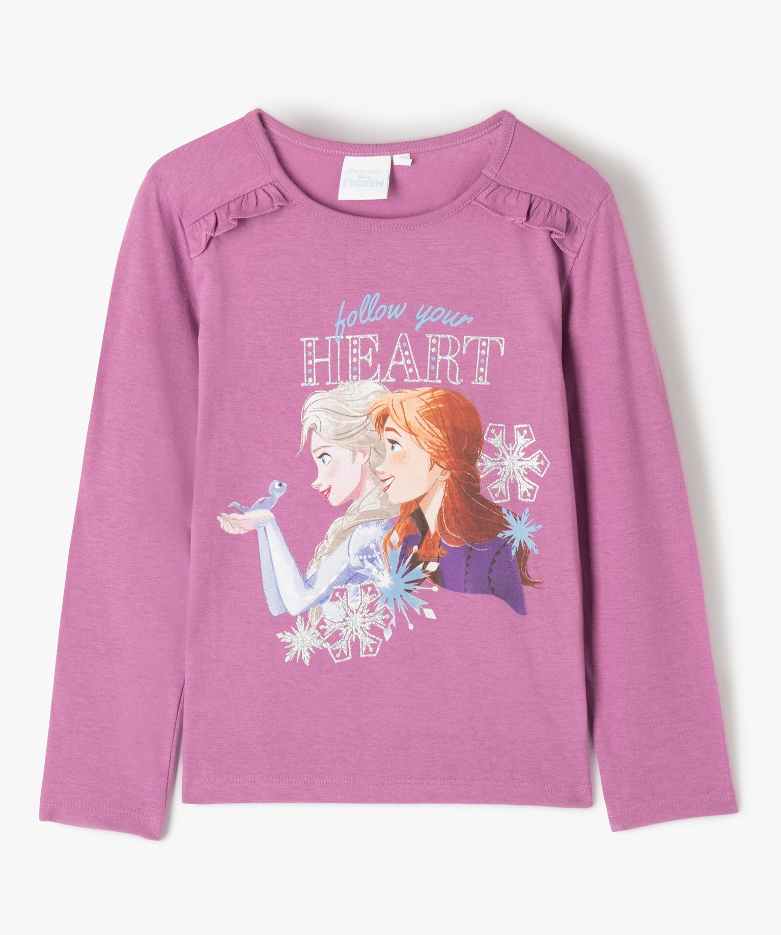 Tee-shirt fille à manches longues avec motif pailleté - La... violet | GEMO