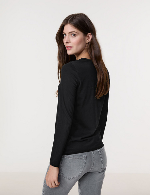 Basic Langarmshirt mit Satinblende