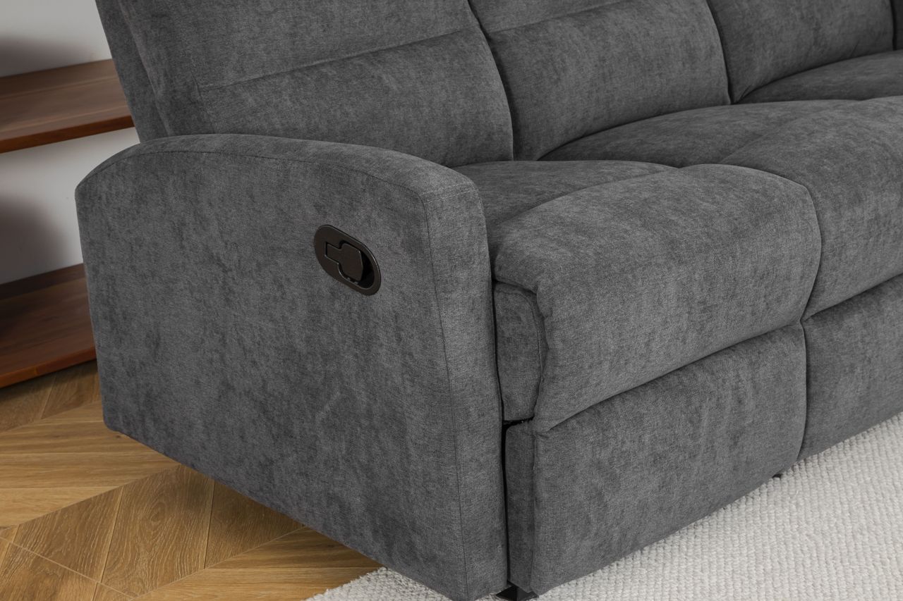Happy Home Couchgarnitur Set Sofaset Sitzgarnitur 3tlg. mit 5 Relaxfunktionen dunkelgrau