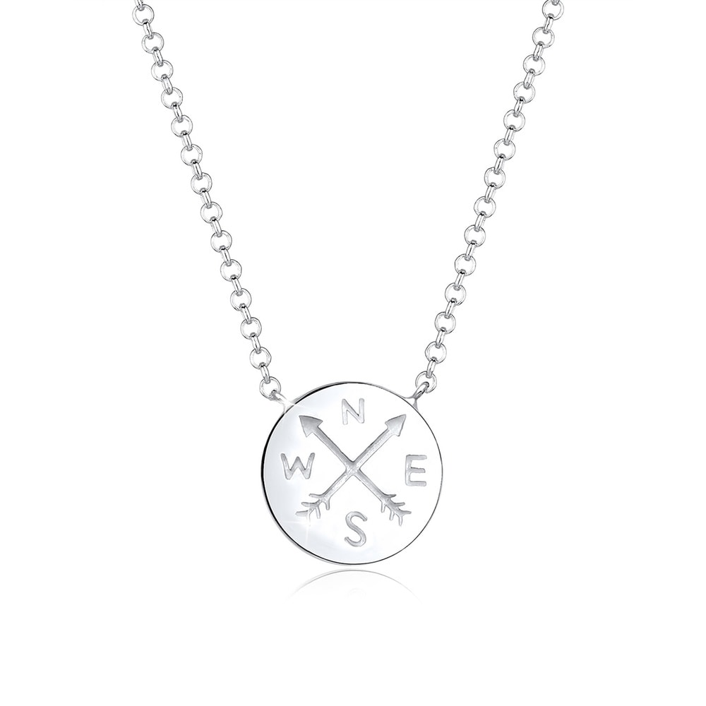 Elli Elli Collier Femme Pendentif Compas Boussole Voyager - (925/1000) Argent Bijoux