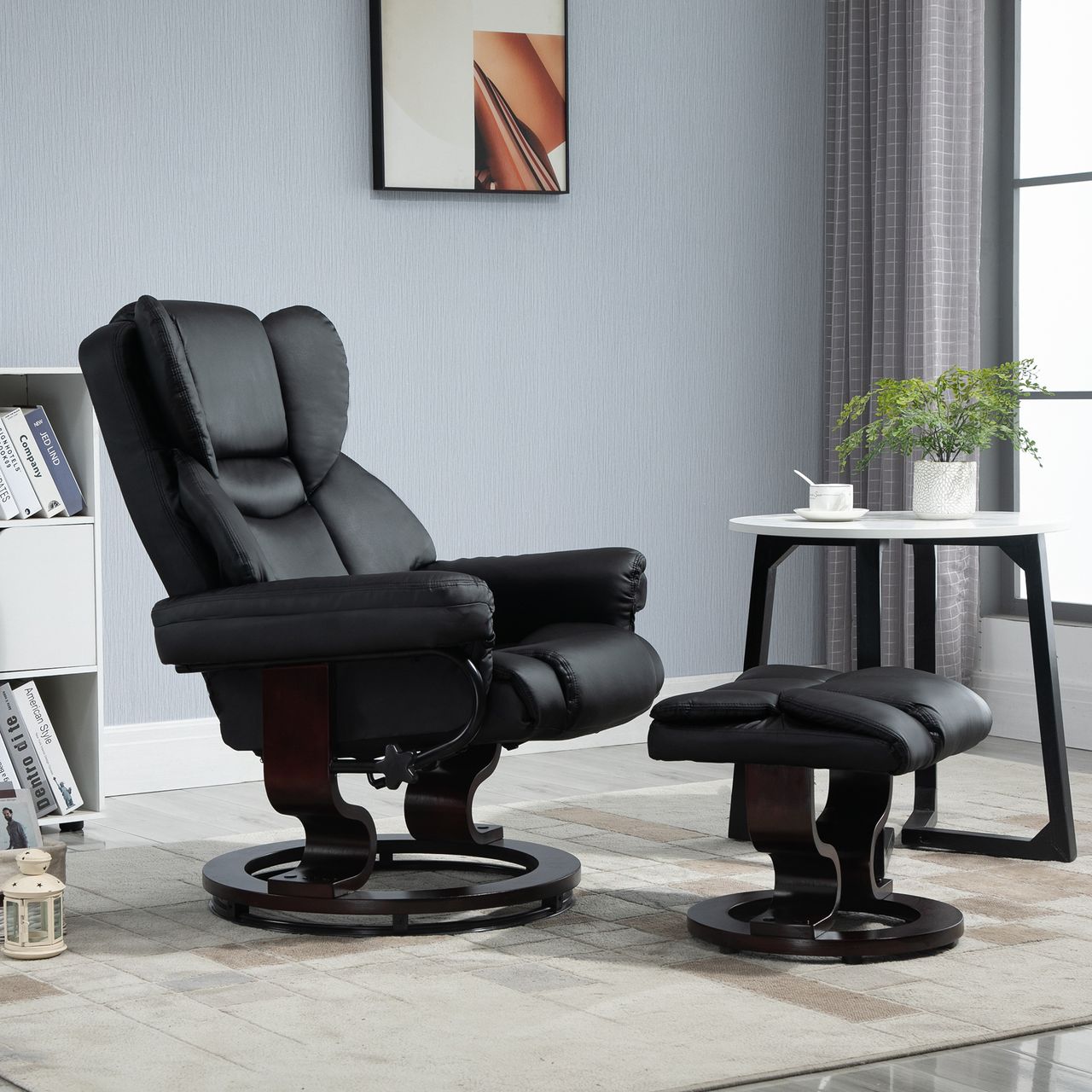 HOMCOM Relaxsessel mit Hocker drehbarer Ruhesessel TV-Sessel mit Liegefunktion