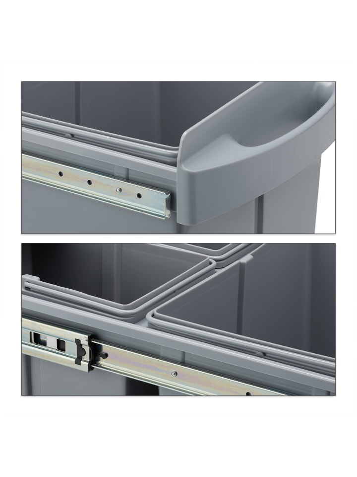 relaxdays Mülltrennsystem Grau Deluxe 1x15L   2x8L günstig kaufen onesize