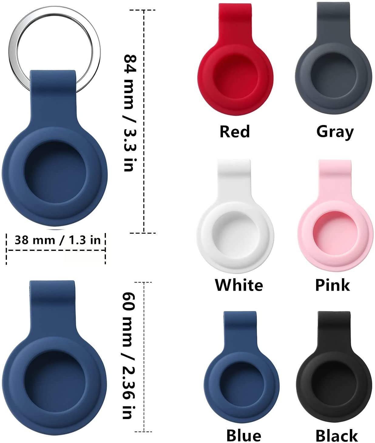 GESMA Schlüsselanhänger 6 Stück Schutzhülle mit Schlüsselanhänger für Apple AirTag, Silikon Hülle mit Keyring für AirTags Anhänger Halter Keychain Case Cover Key Ring (6-tlg)