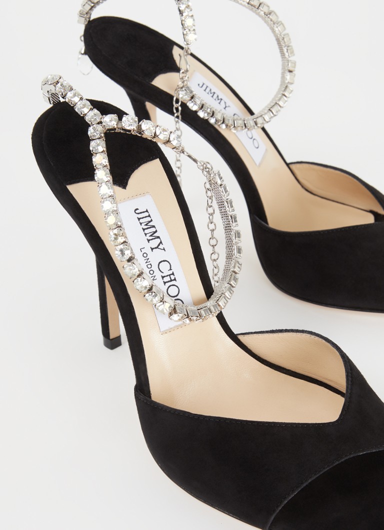 Sandales Jimmy Choo SAEDA 100 % daim avec cristaux