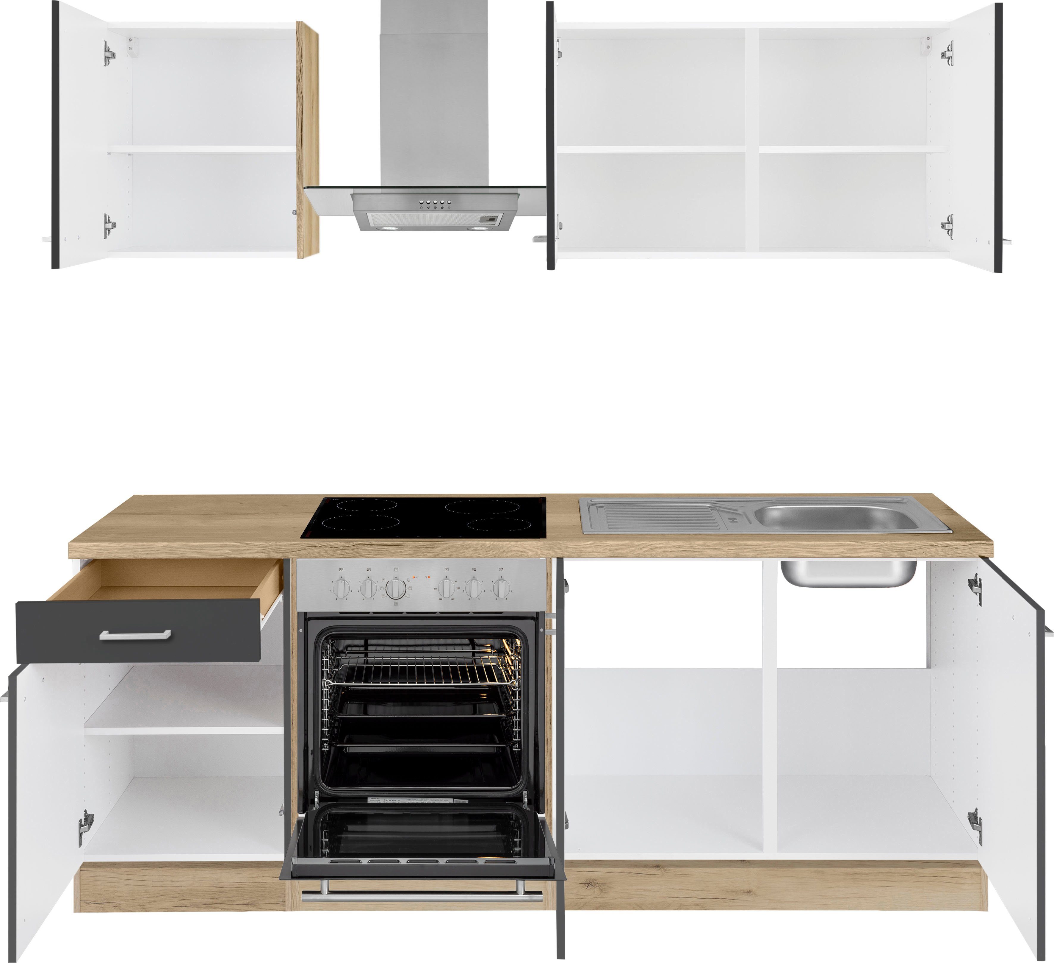 OPTIFIT Küchenzeile Iver, 210 cm breit, inkl. Elektrogeräte der Marke HANSEATIC