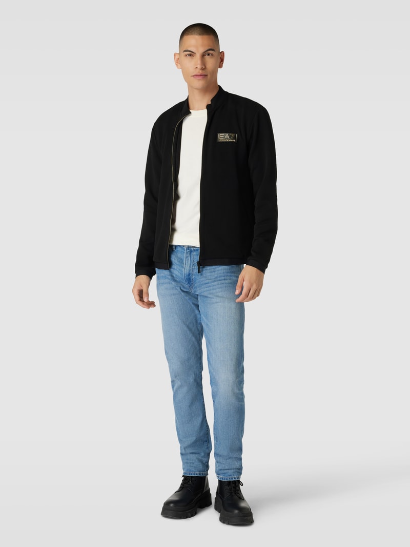 Sweatjacke mit Label-Applikation in schwarz
