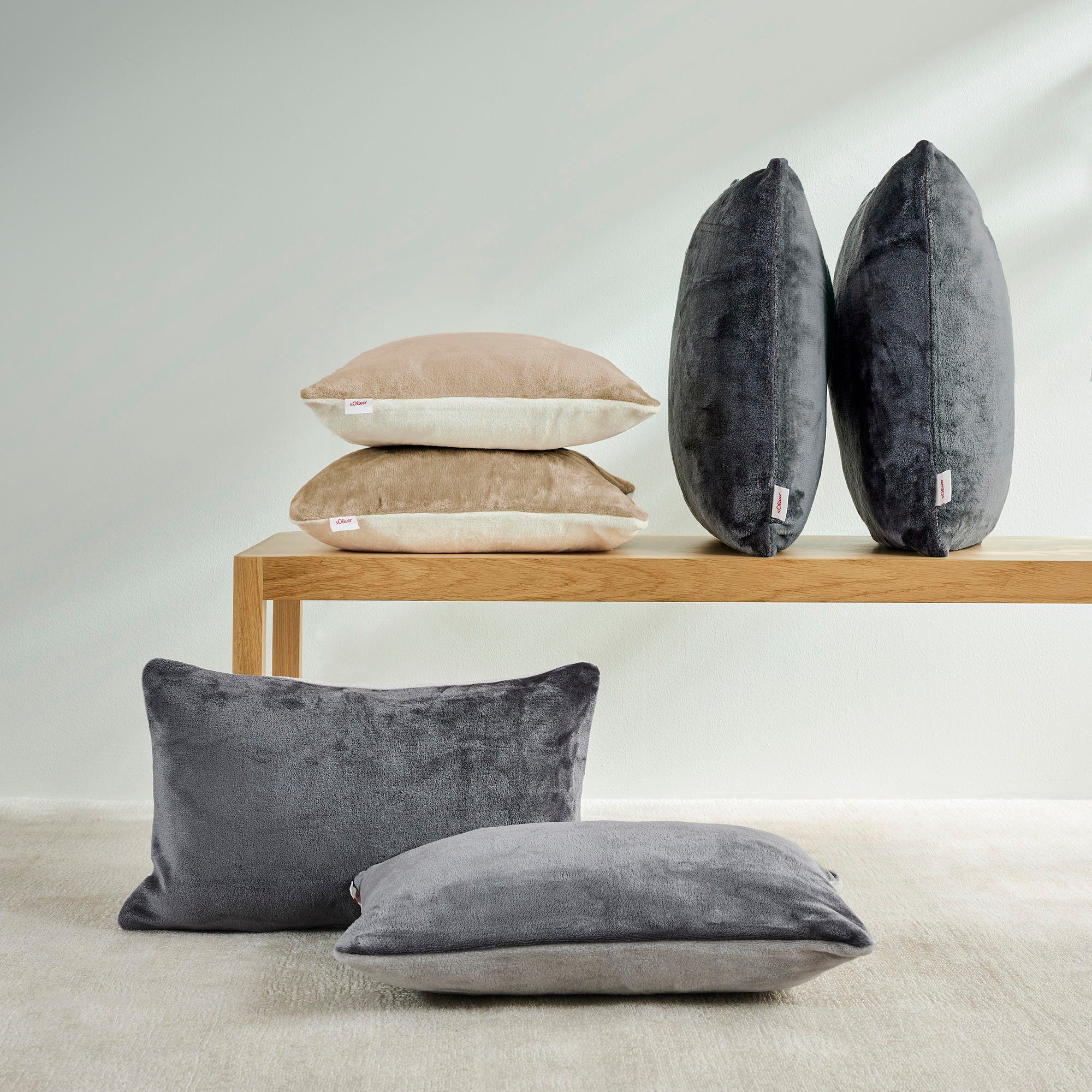 IBENA Dekokissen double soft Kissen s.Oliver, Mit samtig weicher Oberfläche