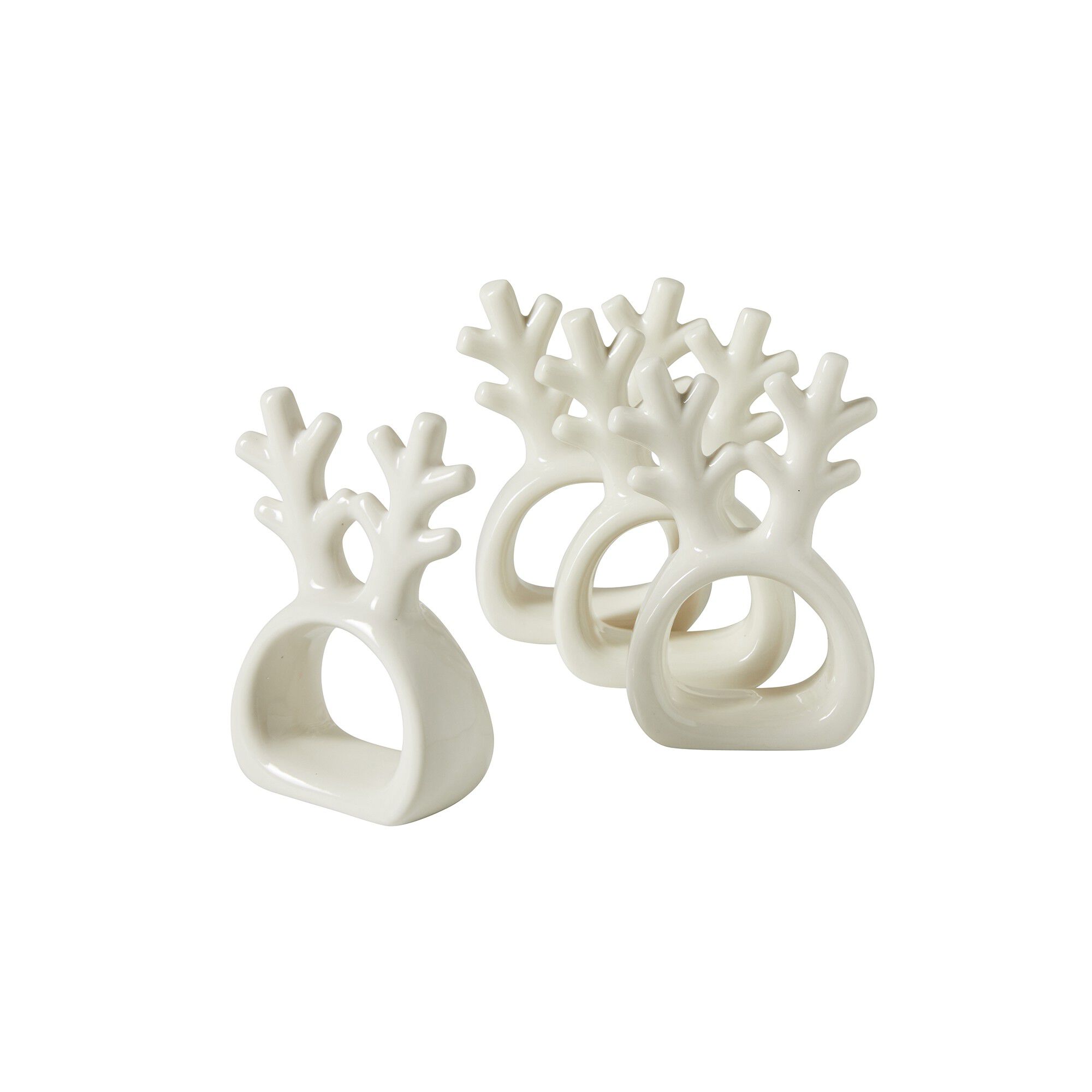 Lot de 4 ronds de serviette renne en porcelaine