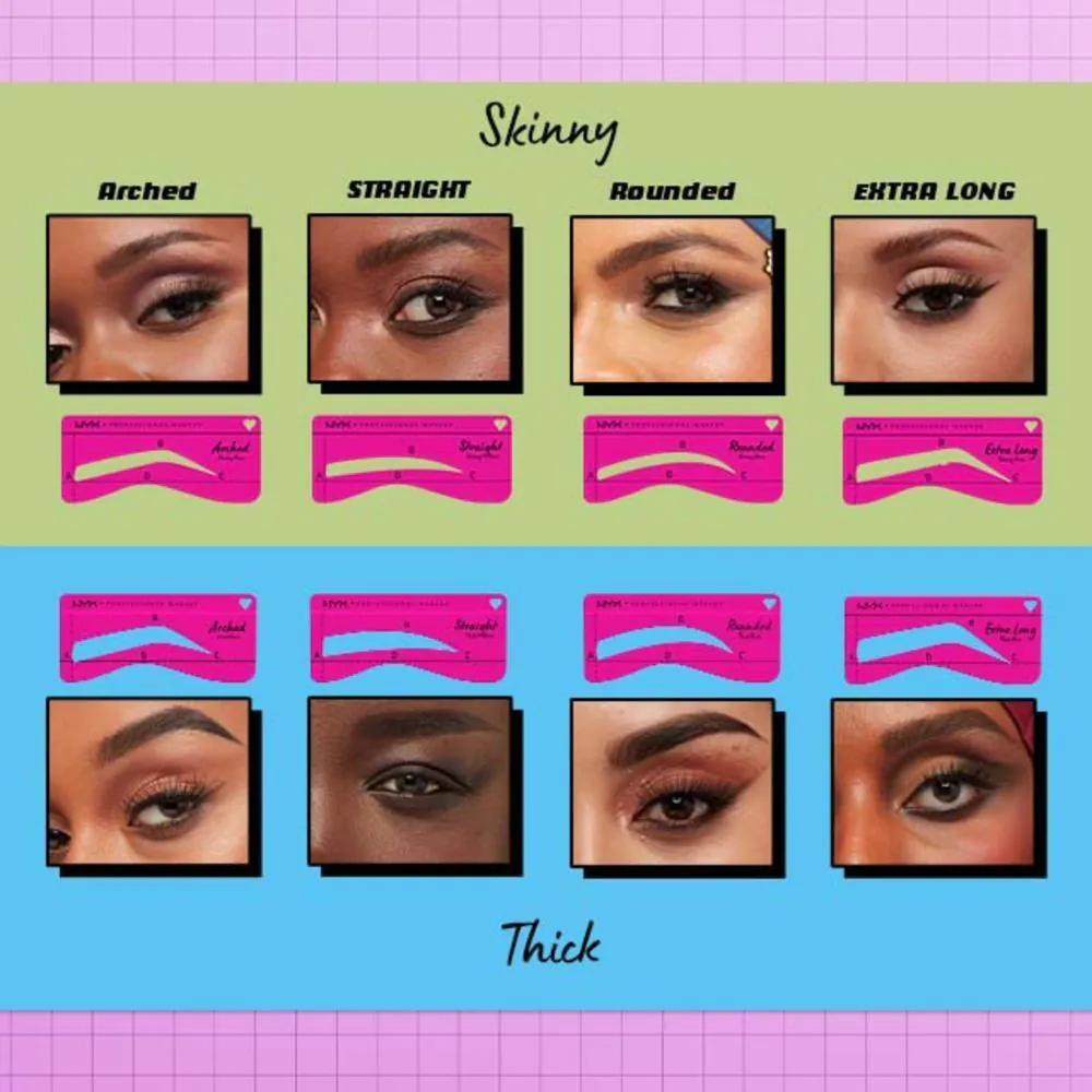 NYX Zero To Brow Thin Brow antakių trafaretas 4 vnt.