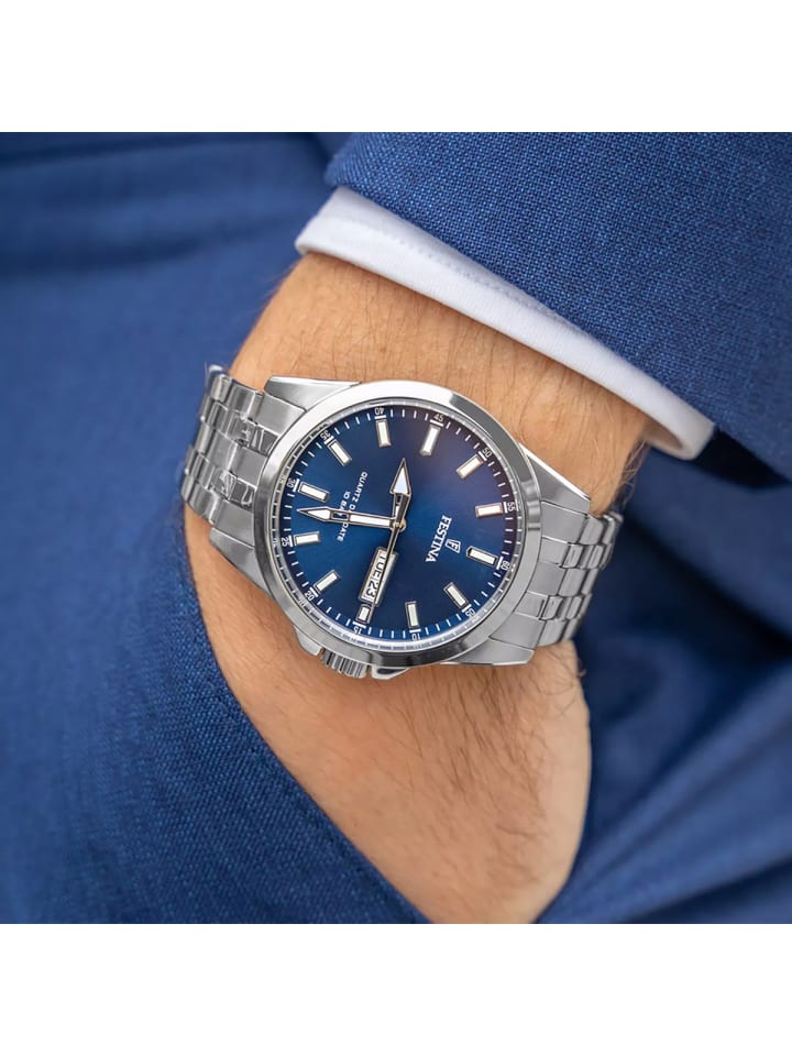 Festina Herrenuhr Quarz Stahl/Blau günstig kaufen onesize
