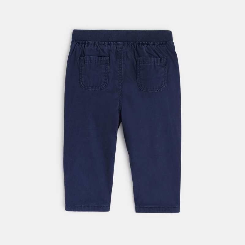 Pantalon toile effet denim doublé bleu bébé garçon