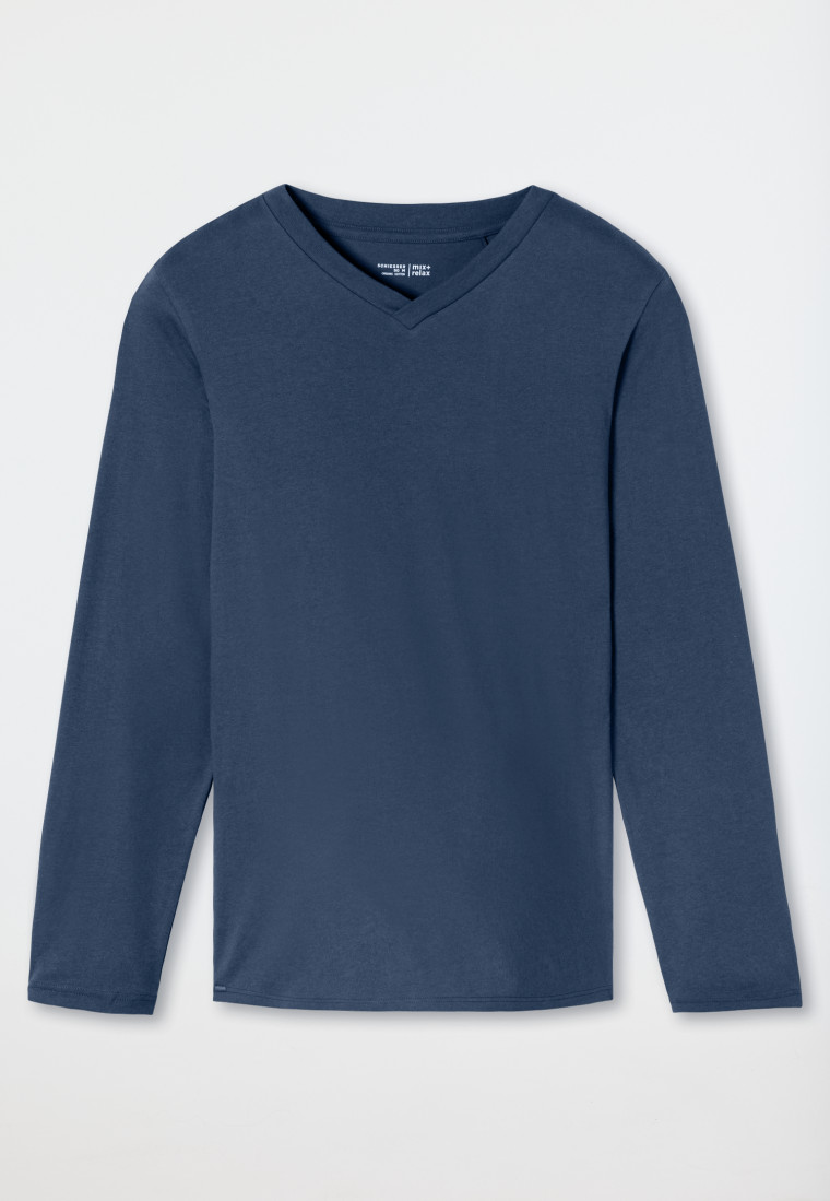 Shirt langarm V-Ausschnitt royal - Mix+Relax