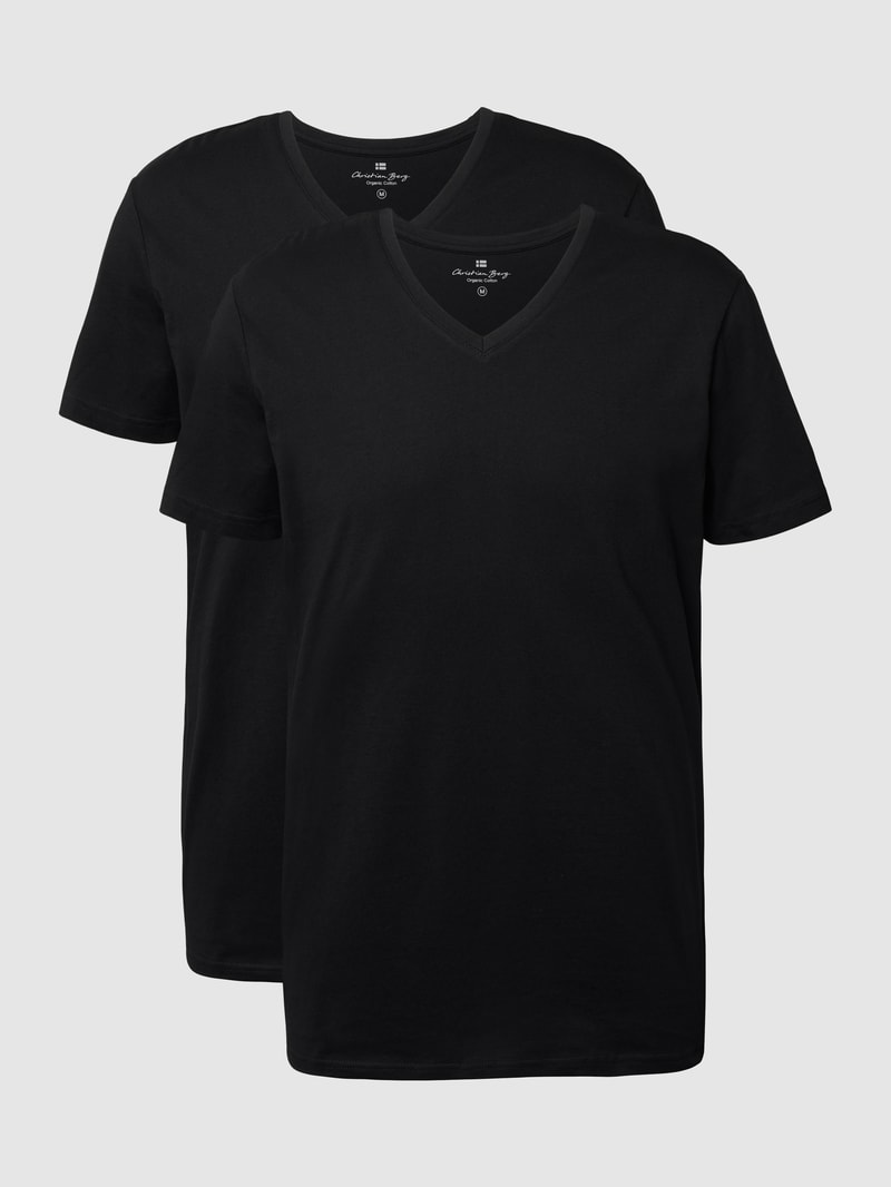 T-Shirt aus Bio-Baumwolle im 2er-Pack in schwarz