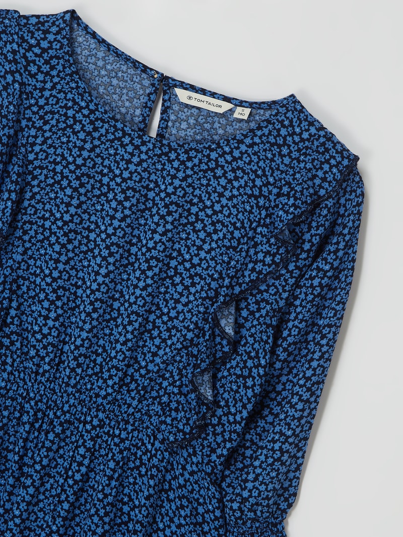 Kleid mit Millefleurs in marineblau