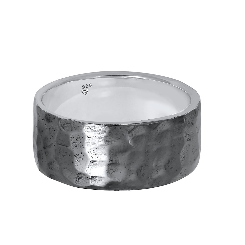 KUZZOI KUZZOI Bague Bague pour homme en argent sterling 925, martelée et massive. Bague