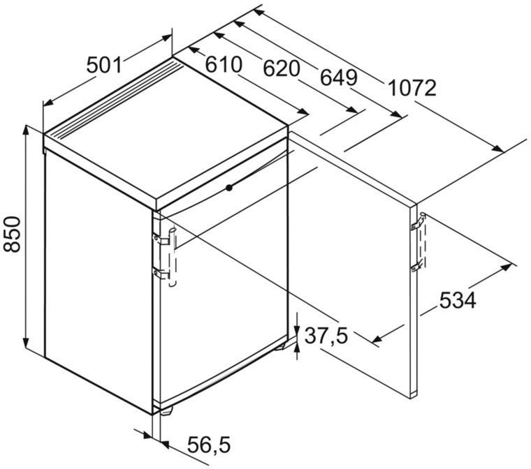 Liebherr Table Top Kühlschrank TP 1424-22, 85 cm hoch, 50,1 cm breit