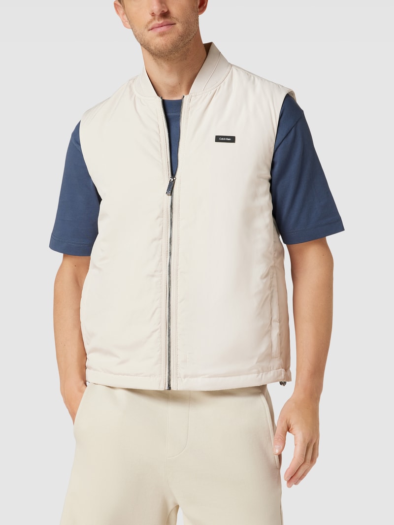Weste mit Label-Patch Modell 'RECYCLED' in beige