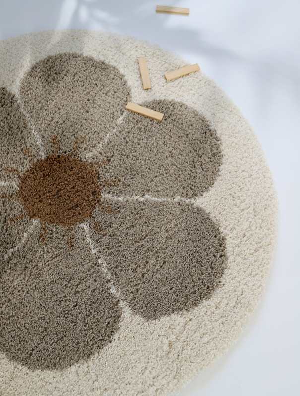 Tapis rond taupe Bohemian Daisy