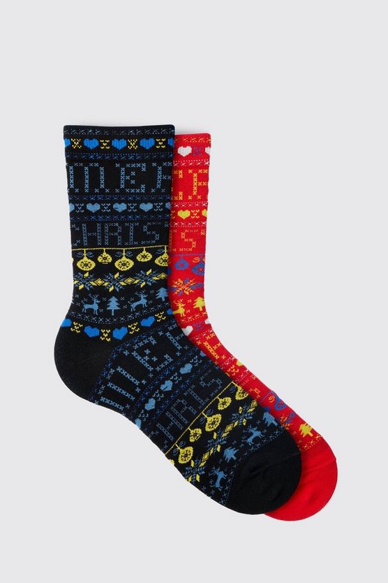 2er-Pack Weihnachts-Socken mit Geschenkbox