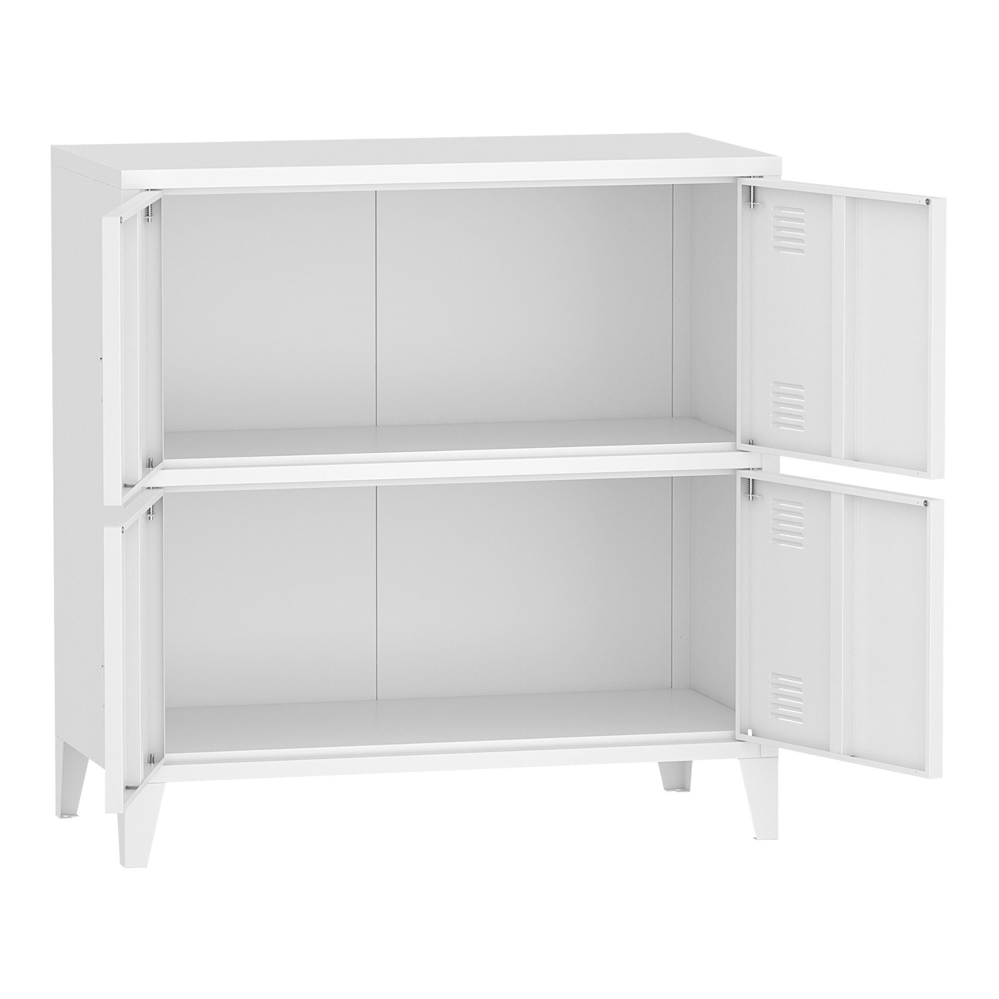 en.casa Mehrzweckschrank Hamina Büroschrank mit 4 Türen 80x40x82 cm Weiß