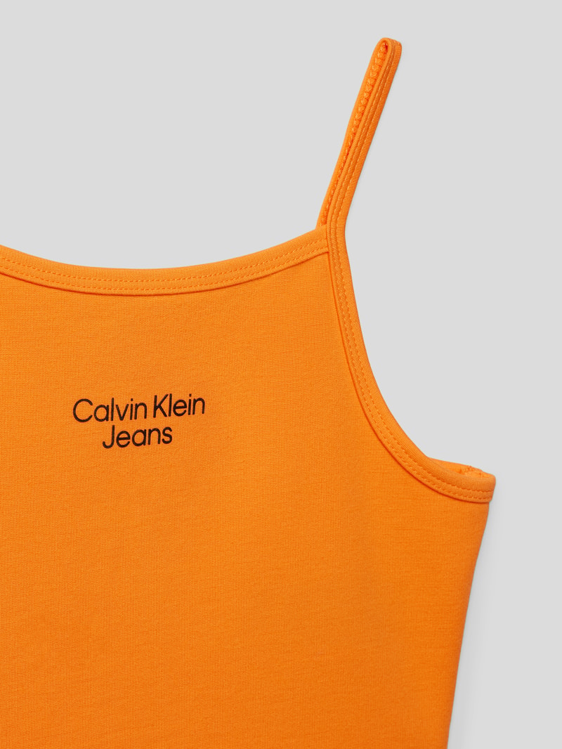 Crop Top mit Label-Print in orange