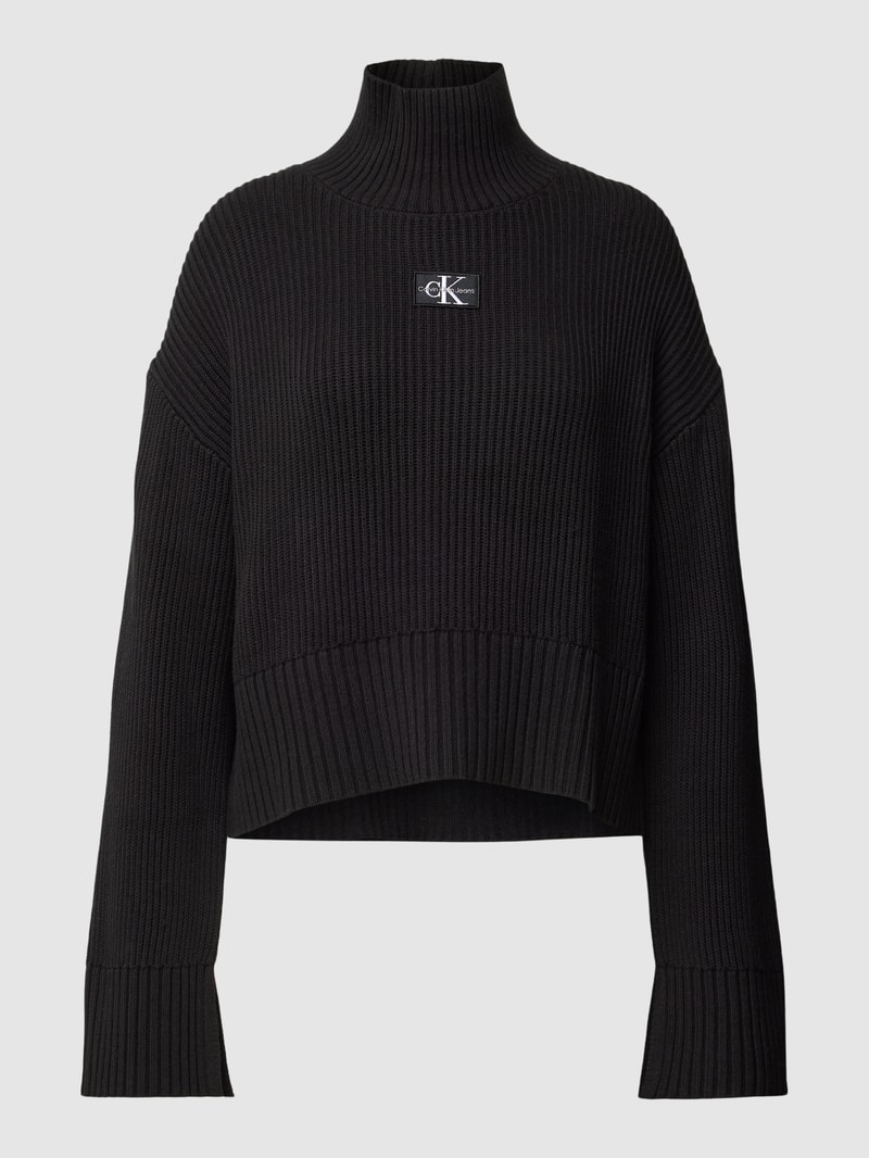 Strickpullover mit Label-Patch in black
