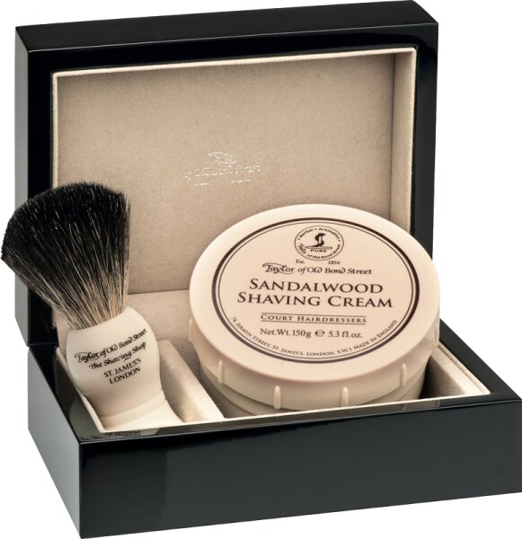 Taylor of Old Bond Street Sandalwood Lacquered Wooden Gift Box Rasierset