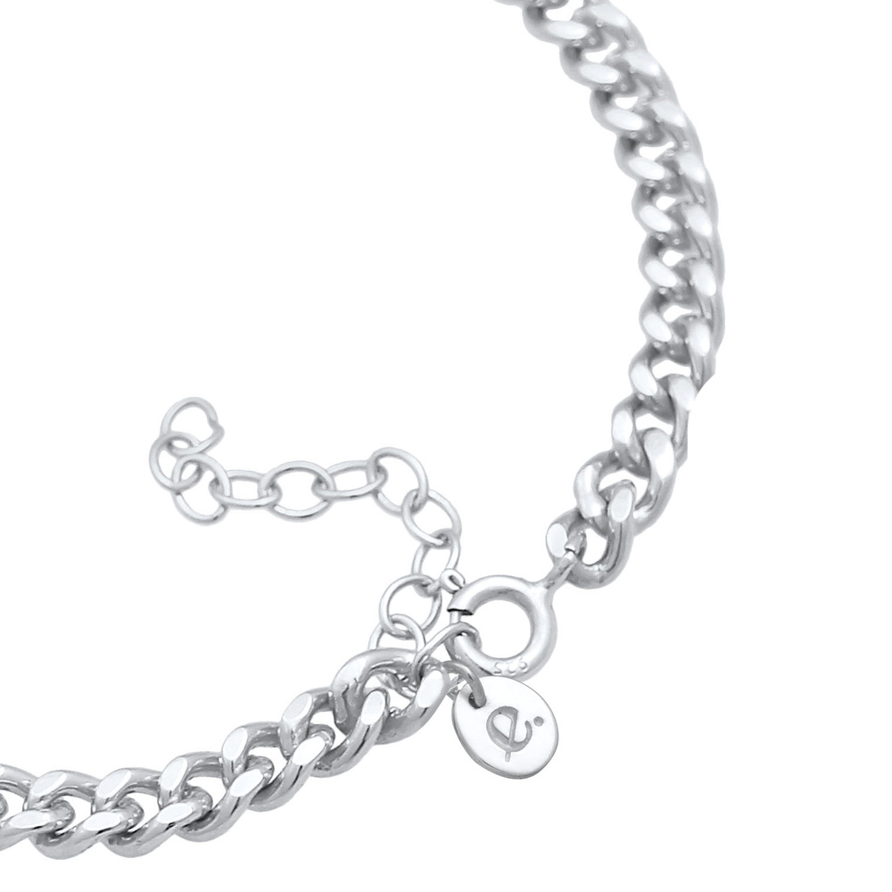 Elli PREMIUM Elli PREMIUM Bracelet Chaîne pour dames en forme de disque à plaque pleine réglab Bracelet