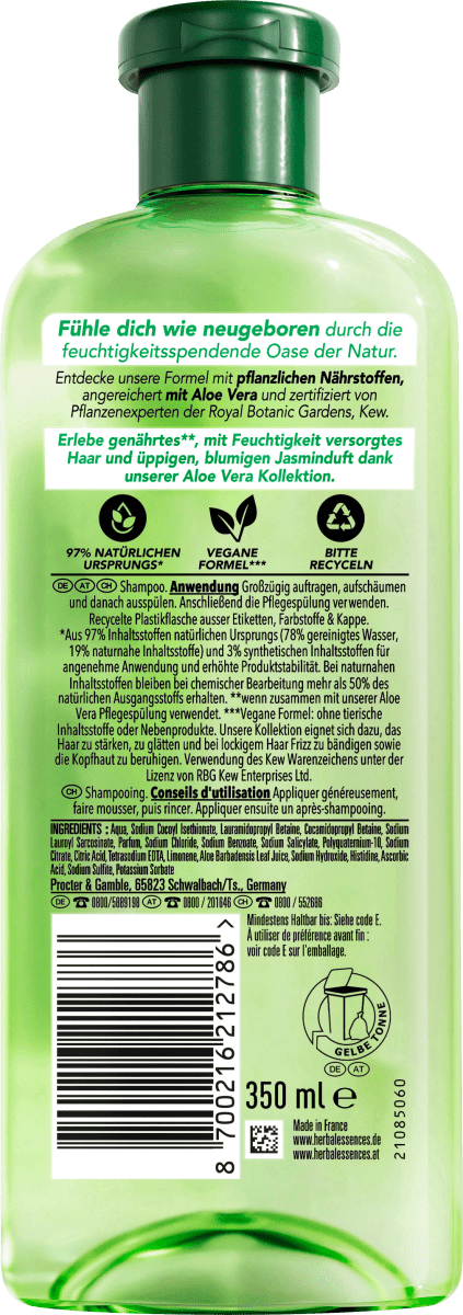Shampoo Feuchtigkeit Aloe Vera, 350 ml
