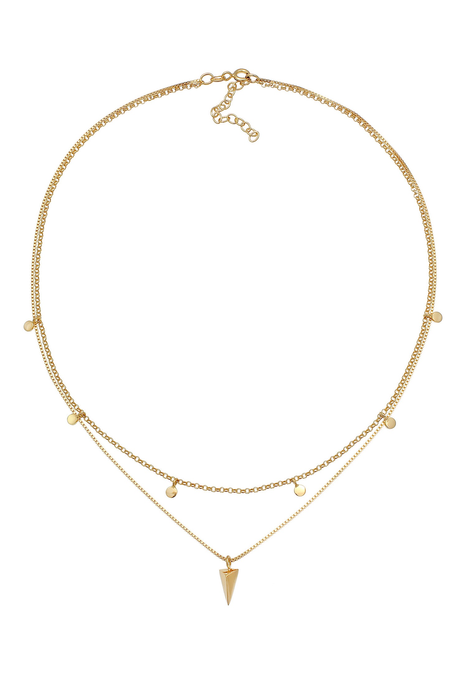 Coliere choker Elli pentru femei cu disc triunghiular, model geometric, din argint 925 placat cu aur