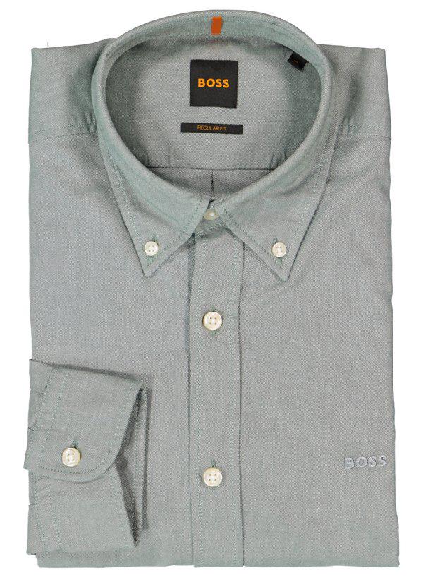 BOSS Orange, Hemd, Regular Fit, Baumwolle, hellgrün meliert