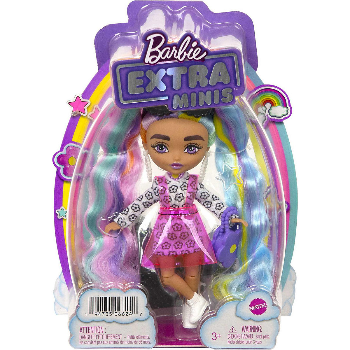 Barbie Extra Mini Doll 6 - Daisy Rainbow Pigtails