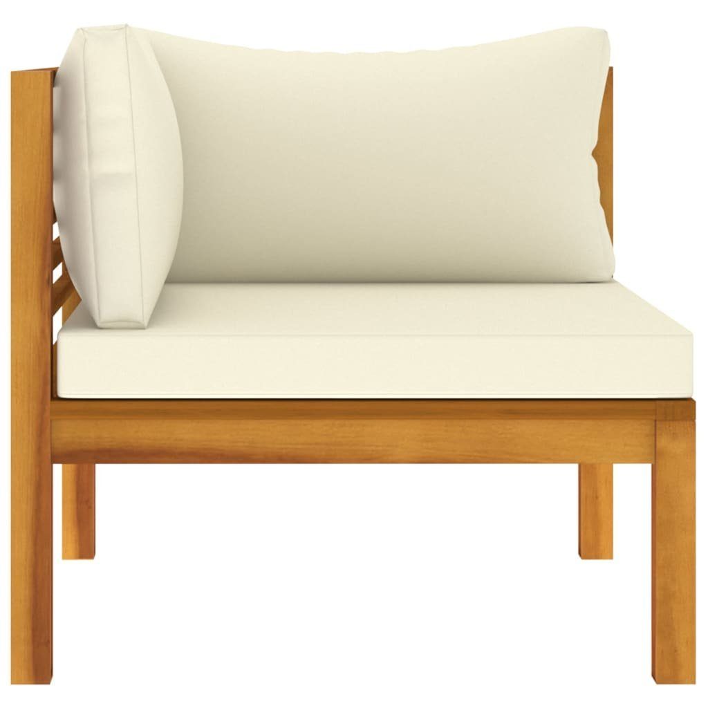 vidaXL Loungesofa 2-tlg. Sofagarnitur mit Cremeweißen Kissen Massivholz Akazie, 1 Teile