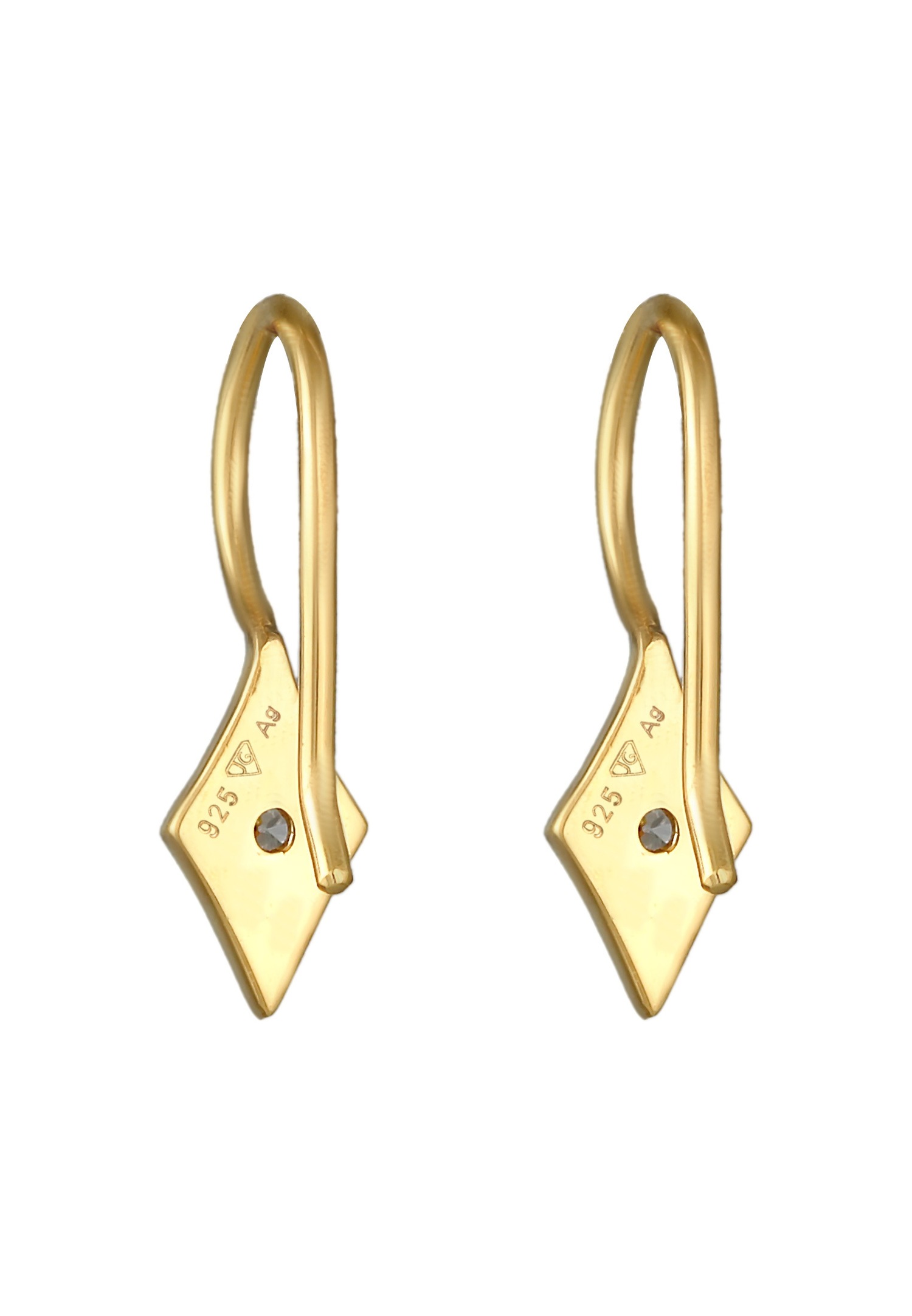 Orecchini pendenti eleganti da donna Elli DIAMONDS con diamante (0,06 ct) in argento sterling 925 placcato oro